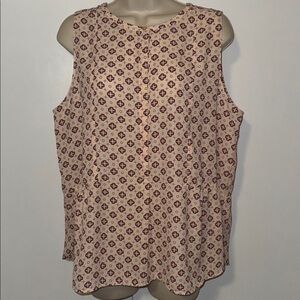 LOFT Floral Print Sleeveless Blouse Top Women’s L Large Peach Pink